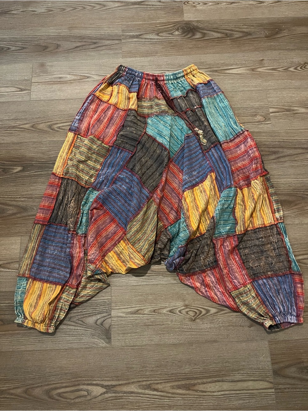 Kathmandu Multi-Color Patchwork Harem Pants L/XL 100% Cotton